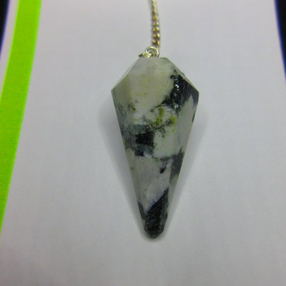Rainbow Moonstone Gemstone Dowsing Pendulum Meditation Tool - Picture 3 of 4